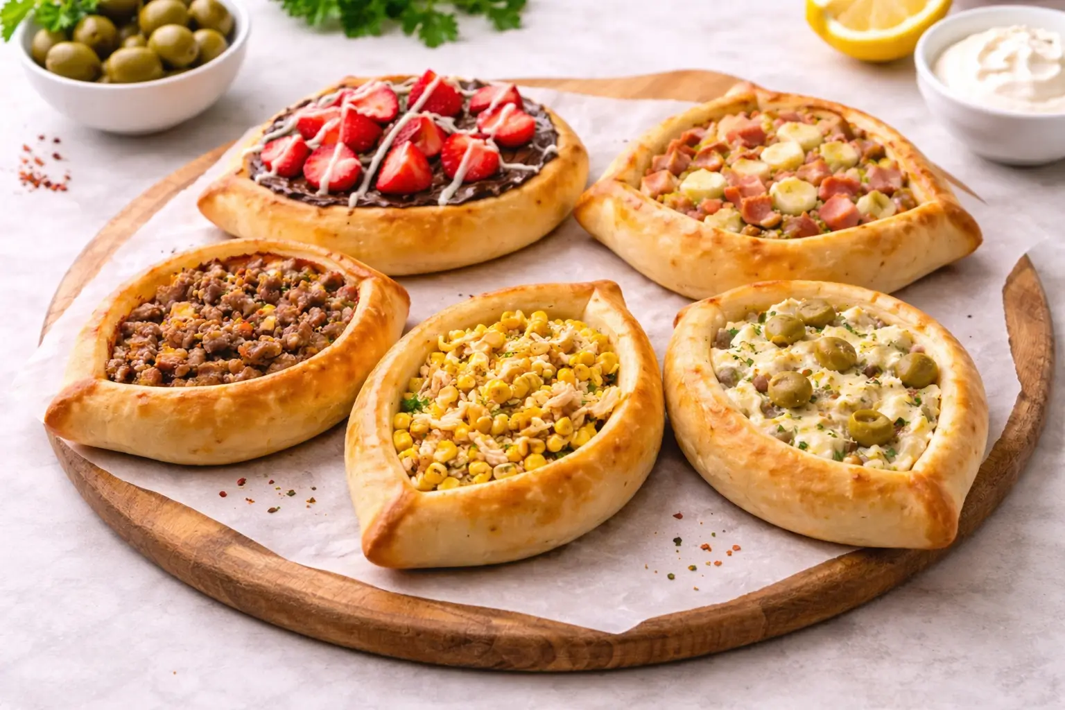 Combo 4 Esfirras Salgadas + 1 Doce